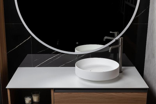 Раковина из искусственного камня Boheme Corian 801-MW 40х40 накладная цвет белый матовый - фото 4