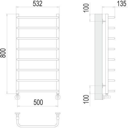 Полотенцесушитель водяной Terminus 4670078530370 55х80 хром