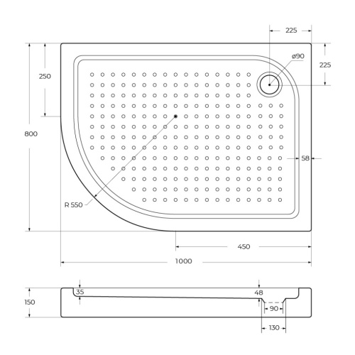 Душевой поддон BelBagno TRAY-BB-RH-100/80-550-15-W-R 100х80 акрил белый - фото 3