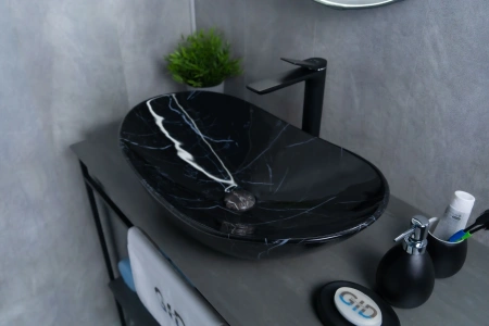 Раковина керамическая Gid Lago 54467 60х40 накладная цвет многоцветный без отверстий под смеситель