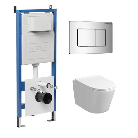 Инсталляция + кнопка смыва + унитаз Grossman Classic 97.4477S.04.10M