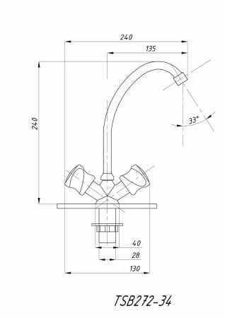 Смеситель для кухни TSARSBERG TSB-272-34 на мойку хром