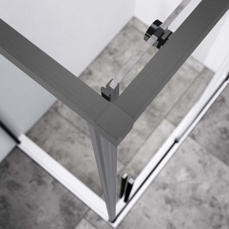 Душевой уголок Vincea Slim-N VSR-4SN9012CLGM 120х90 стекло прозрачное профиль вороненая сталь без поддона