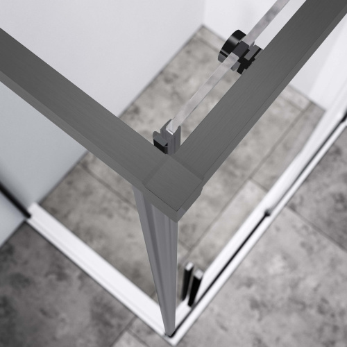 Душевой уголок Vincea Slim-N VSR-4SN9014CLGM 140х90 стекло прозрачное профиль вороненая сталь - фото 3