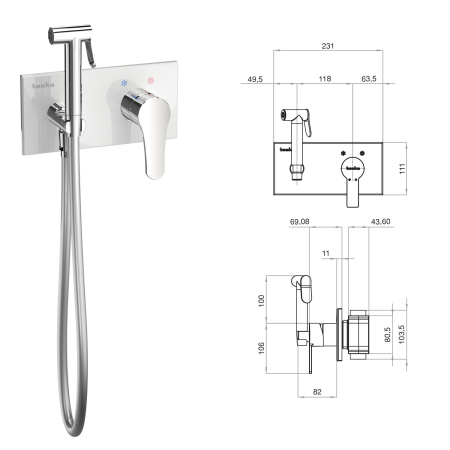 Гигиенический душ Teska ELSA BTK6420B хром/черное стекло