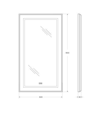Зеркало с подсветкой и антизапотеванием BelBagno Kraft SPC-KRAFT-500-900-LED-TCH-WARM 50х90 подвесное