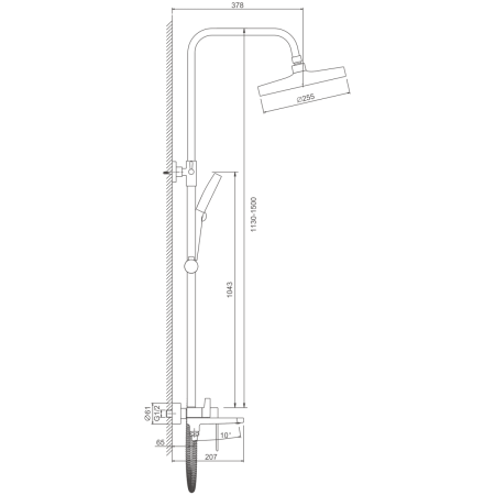 Душевая стойка Belz B713 B24713-7 настенная цвет черный