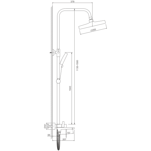 Душевая стойка BELZ B713 B24713-5 настенная цвет золото - фото 2