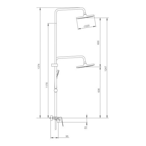 Душевая стойка Splenka S53.24.06 настенная цвет черный - фото 3