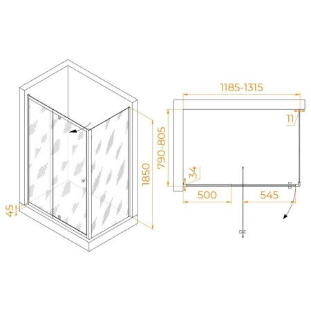 Душевой уголок RGW Passage 41084418-011 120х80 стекло прозрачное профиль хром без поддона