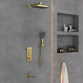 Душевая система Vincea VSFW-433T1BG встраиваемая в стену с термостатом
