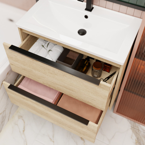 Тумба под раковину La Fenice Tesoro FNC-01-TES-DNN-100-2 99х44х62 подвесная цвет светло-коричневый - фото 2