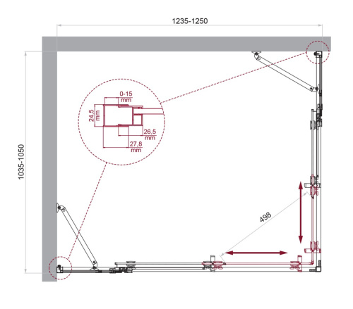 Душевой уголок BelBagno LUCE LUCE-AH-22-125/105-C-Cr 125х105 стекло прозрачное профиль хром глянцевый без поддона - фото 2
