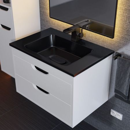 Раковина из искусственного камня Uperwood Modul 29110202339 60х50 полувстраиваемая цвет черный