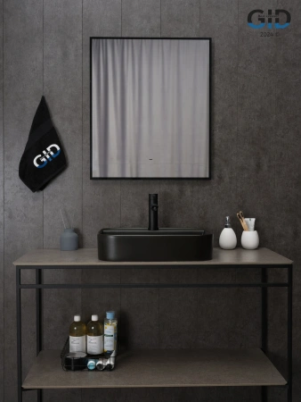 Раковина керамическая Gid Geométrico 53364 50х40 накладная цвет черный 1 отверстие под смеситель