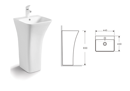 Раковина из санфаянса CeramaLux G315 45х43 напольная цвет белый 1 отверстие под смеситель