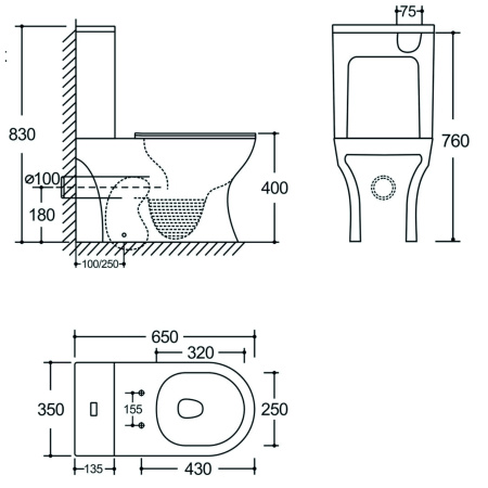 Унитаз напольный с бачком Logan 00342797 белый с сиденьем микролифт безободковый смыв торнадо
