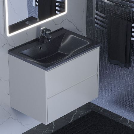 Раковина из искусственного камня Uperwood Elen 291120418 60х40 полувстраиваемая цвет черный