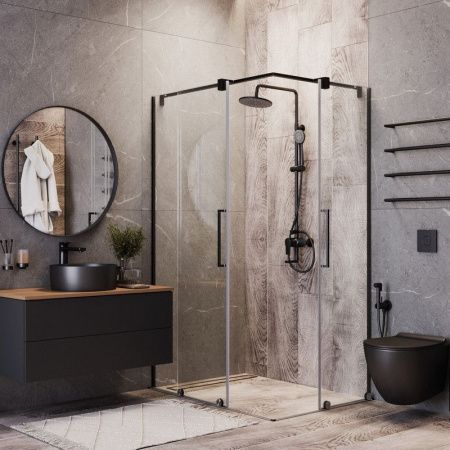 Унитаз подвесной Bond Oval F01-108 черный с сиденьем микролифт безободковый душевой смыв