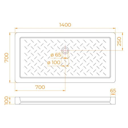 Душевой поддон керамический RGW CER 19170374-01 140х70 белый