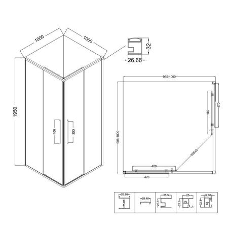 Душевой уголок Niagara Nova NG-6624-34 100х100 стекло прозрачное профиль хром без поддона