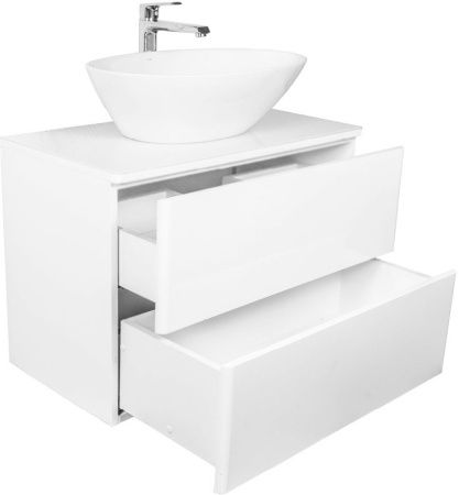 Тумба с раковиной Orange Otto Ot-75TuGLASS+G56 80х40 подвесная цвет белый