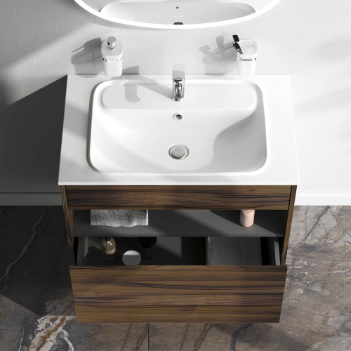 Тумба под раковину Am.Pm Func M8FFUX0801OF 81х49х70 подвесная цвет темное дерево - фото 3