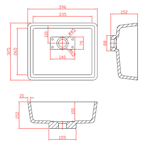 Раковина из искусственного камня MonteBianco Loreto Uno 12133 40х33 встраиваемая цвет белый матовый без отверстий под смеситель - фото 5