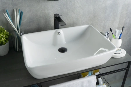 Раковина керамическая Gid Geométrico 51123 59х42 накладная цвет белый без отверстий под смеситель