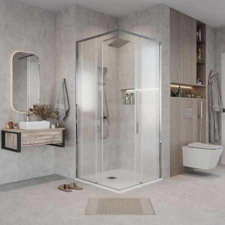 Душевая дверь Grossman Galaxy 1/2.K33.01.11.10.02 110х195 стекло текстурное профиль хром