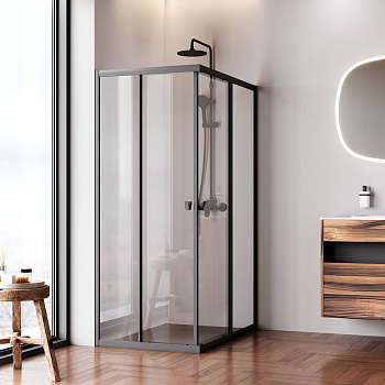 Душевой уголок Am.Pm Sunny W87G-403-12080-BT 118х78 стекло прозрачное профиль черный матовый без поддона