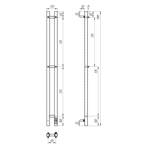 Полотенцесушитель Point Гермес PN13812W 11х119 электрический белый - фото 2