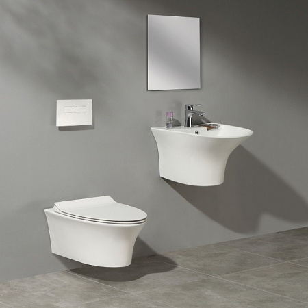 Раковина из санфаянса CeramaLux NB165 57х50 подвесная цвет белый 1 отверстие под смеситель