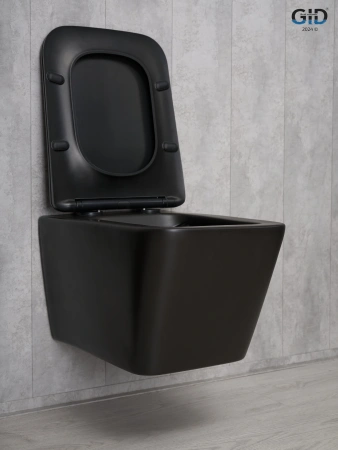 Унитаз подвесной Gid Cuadrado 62225Y черный матовый с сиденьем микролифт безободковый