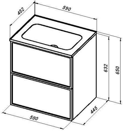 Раковина из искусственного камня Aquanet Арт 00306390 60х50 полувстраиваемая цвет белый 1 отверстие под смеситель