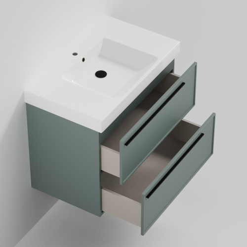 Тумба с раковиной La Fenice Elba TWIN NFNC-01-ELB-G-80-2-3-80 90х62х49 подвесная цвет серо-зеленый - фото 2