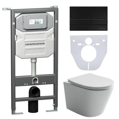 Инсталляция с кнопкой + унитаз + шумоизоляция Ceramica Nova CN6000_1002B_1000
