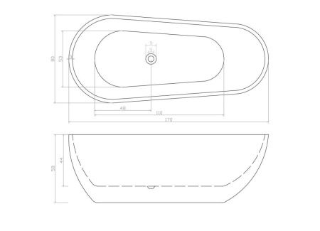 Ванна акриловая Cerutti SPA CT9671 170х80 отдельностоящая асимметричная с ножками