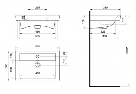 Раковина мебельная керамическая Santek Тигода 55 мини 1.WH30.2.127 60х40 накладная цвет белый