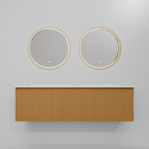 Тумба с раковиной+зеркало ArtDecco Elizabeth (Элизабет) AEL14W11D1M0 140x45x40 подвесная цвет белый дуб - фото 4