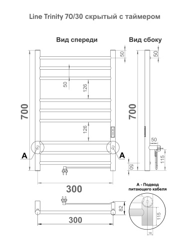 Полотенцесушитель Indigo Line Trinity LСLTE70-30Rt 33х70 электрический хром - фото 3