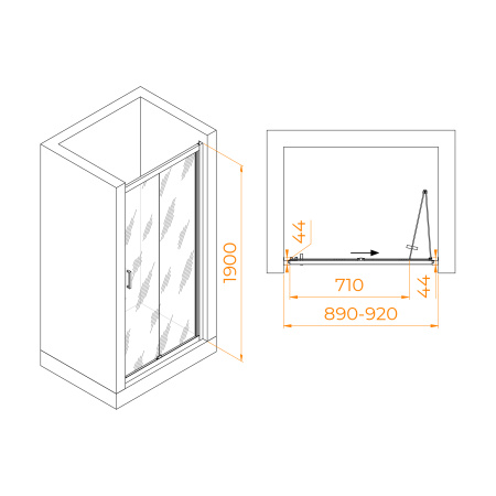 Душевая дверь RGW Passage 06082109-14 90х190 стекло прозрачное профиль черный