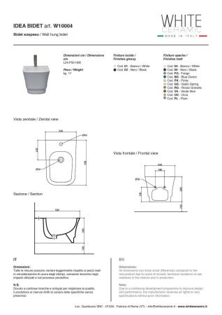 Биде подвесное White Ceramic Idea W1000401 цвет белый