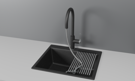 Смеситель для кухни Granula 8168, ШВАРЦ на мойку черный