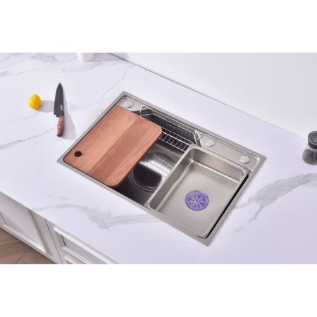 Кухонная мойка Fmark FSC7846L 80х45 цвет серый поверхность матовая