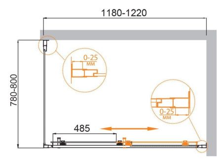 Душевой уголок Cezares MOLVENO MOLVENO-AH-11-120/80-C-Cr-IV 120х80 стекло прозрачное профиль хром без поддона