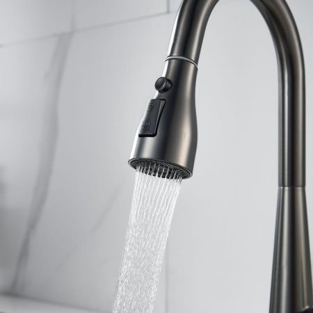 Смеситель для кухни Shevanik S363T на мойку оружейная сталь