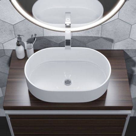 Раковина из искусственного камня Uperwood Aura 3490000001 60х40 накладная цвет белый