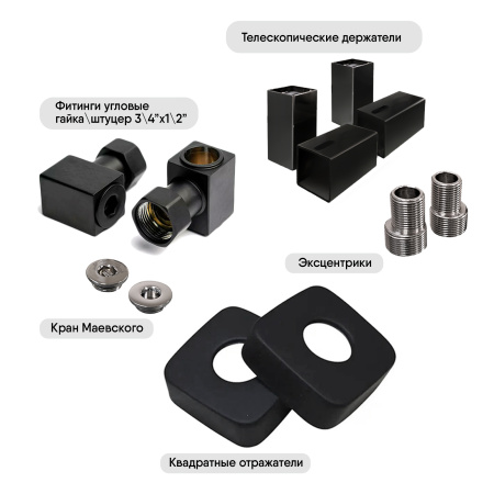 Полотенцесушитель Indigo Aletto LALWPF60-50BR 53х64 водяной черный муар