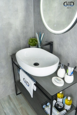 Раковина керамическая Gid Lago 51112 60х40 накладная цвет белый без отверстий под смеситель